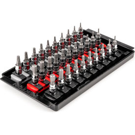 1/4'' Drive Hex & Torx Bit Socket Set with Rails & Tray, 31 Pieces