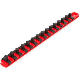 3/8'' Drive x 13 Inch Socket Rail, 15 Clips, Red