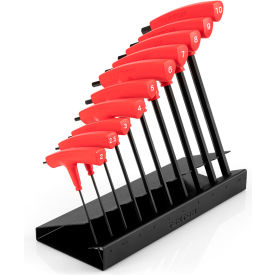 10 Piece Flat End Hex T-Handle Key Set with Stand, 2MM-10MM