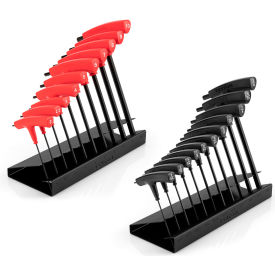 21 Piece Ball End Hex T-Handle Key Set with Stand, 5/64"-3/8", 2MM-10MM