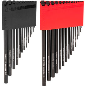 28 Piece Flat End Hex L-Key Set with Holders 0.050"-3/8", 1.3MM-10MM