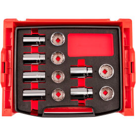 1/2" Drive Shallow & Deep 12 Point Socket Set with Open Top Drawer & Rack, 12 Piece