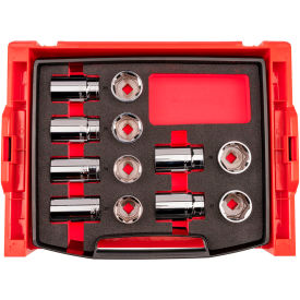 1/2'' Drive Shallow & Deep 6 Point Socket Set with Drawer & Rack, 12 Pieces