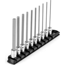 1/4'' Drive Long Hex Bit Socket Set with Rail, 10 Pieces