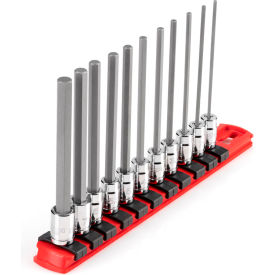 1/4'' Drive Long Hex Bit Socket Set with Rail, 11 Pieces