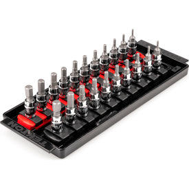 1/4'' Drive Hex Bit Socket Set with Rails & Tray, 21 Pieces