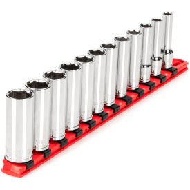 3/8'' Drive Deep 6-Point Socket Set with Rail, 12 Pieces