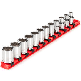 3/8'' Drive Shallow 12-Point Socket Set with Rail, 12 Pieces