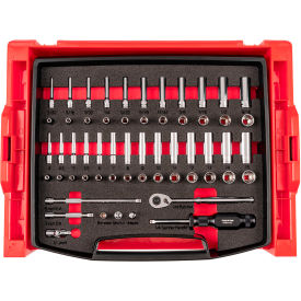 1/4" Drive Shallow Set with Open Top Drawer & Rack, 58 Piece