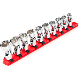 3/8'' Drive Shallow 6-Point Universal Joint Socket Set with Rail, 10 Pieces