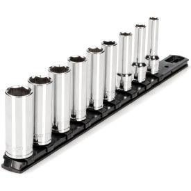 3/8'' Drive Deep 6-Point Socket Set with Rail, 9 Pieces