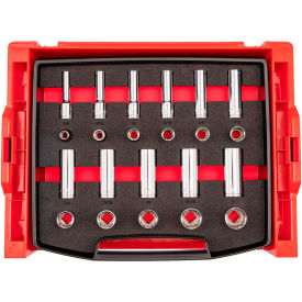 1/2'' Drive Shallow & Deep 12 Point Socket Set with Drawer & Rack, 22 Pieces