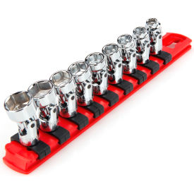 1/4" Drive Shallow 6 Point Universal Joint Socket Set with Rail, 9 Piece