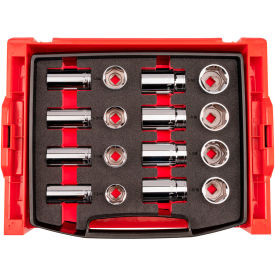 1/2'' SAE Drive Shallow & Deep 6 Point Socket Set with Drawer & Rack, 16 Pieces