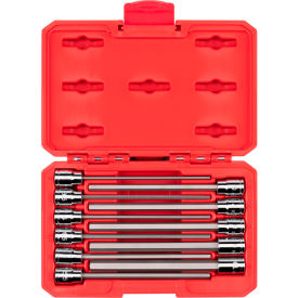 3/8'' Drive Long Hex Bit Socket Set with Case, 11 Pieces