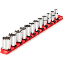 3/8" Drive Shallow 6 Point Socket Set with Rail, 12 Piece