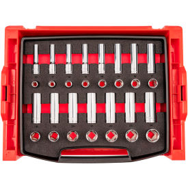 1/2'' Drive Shallow & Deep 6 Point Socket Set with Drawer & Rack, 30 Pieces