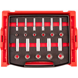 1/2'' Drive Shallow & Deep 6 Point Socket Set with Drawer & Rack, 22 Pieces