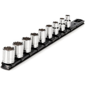3/8'' Drive Shallow 12-Point Socket Set with Rail, 9 Pieces