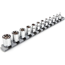 3/8'' Drive Shallow External Star Socket Set with Rail, 12 Pieces