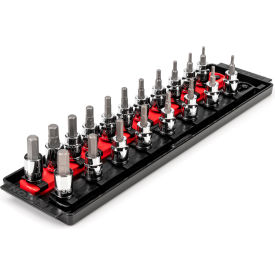 3/8'' Drive Hex Bit Socket Set with Rails & Tray, 19 Pieces