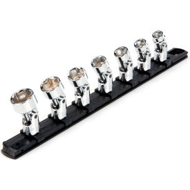 3/8'' Drive Shallow 6-Point Universal Joint Socket Set with Rail, 7 Pieces