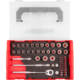 1/4" Drive 12 Point Socket, Bit, & Ratchet Set with Mini Stacking Tool Box 49 Piece