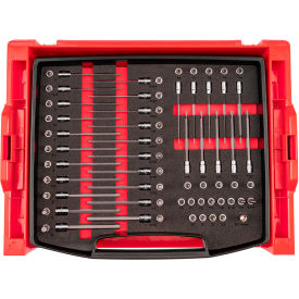 1/4'' Drive Standard & Long Bit Socket Set with Open Top Drawer & Rack, 75 Pieces