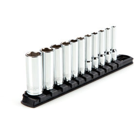 1/4" Drive Deep 6 Point Socket Set with Rail, 11 Piece