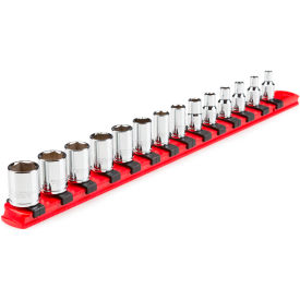 1/4" Drive Shallow 6 Point Socket Set with Rail, 14 Piece