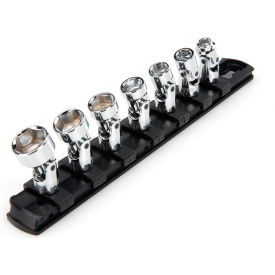 1/4" Drive Shallow 6 Point Universal Joint Socket Set with Rail, 7 Piece