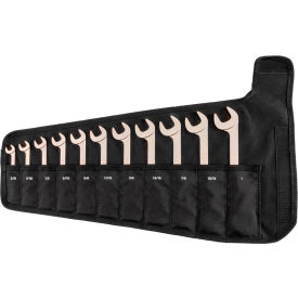 Angle Head Open End Wrench Set with Roll, 3/8" - 1", 11 Piece