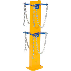 Steel Cylinder Storage Stand, 10-1/16"Wx9-1/2"Dx36-1/4"H, 2 Cylinder Capacity, Yellow/Blue