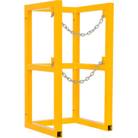 Steel Cylinder Barricade Rack, 16-1/2"W x 16-1/2"D x 32"H, 1 Cylinder Capacity, Yellow