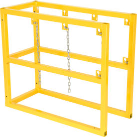 Steel Cylinder Barricade Rack, 16-1/2"W x 37-1/2"D x 32"H, 3 Cylinder Capacity, Yellow