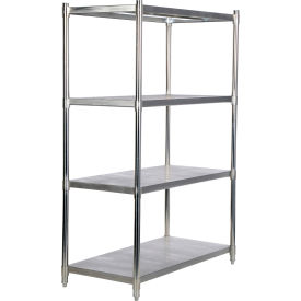 4 Shelf Stainless Steel Shelving 48"W x 24"D x 74"H Starter 18 GA Brushed Silver