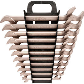 Angle Head Open End Wrench Set with Holder, 3/8" - 1", 11 Piece