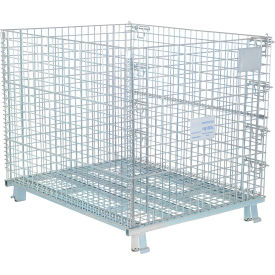 Galvanized Steel Mesh Container, 48"L x 40"W x 42"H, 4,000 lb. Capacity, Gray