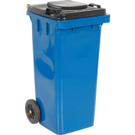 High Density Polyethylene Trash Can, 32 Gallon, Blue