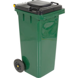 High Density Polyethylene Trash Can, 32 Gallon, Green