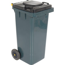 High Density Polyethylene Trash Can, 32 Gallon, Gray