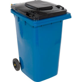 High Density Polyethylene Trash Can, 64 Gallon, Blue