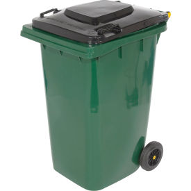 High Density Polyethylene Trash Can, 64 Gallon, Green