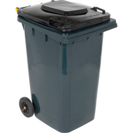 High Density Polyethylene Trash Can, 64 Gallon, Gray