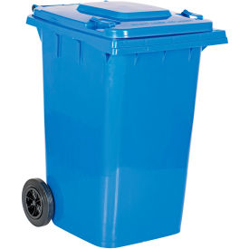 High Density Polyethylene Trash Can, 95 Gallon, Blue