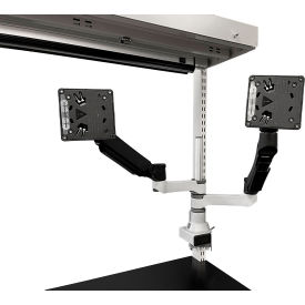 Circular Dual Monitor Arm Upright Mounting Bracket Light Gray