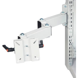 LCD Holder with Double Arm, Attaches to Slotted Uprights, Light Gray