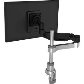 Circular Single Monitor Arm, Upright Mounting Bracket, Light Gray