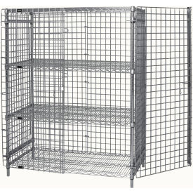 Storage Systems Wire Mesh Security Locker, 2 Adj. Shelves, 60"W x 24"D x 63"H, Chrome