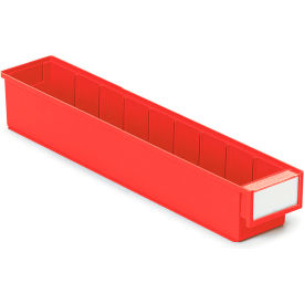 Storage Bins, 19-11/16"L x 3-5/8"W x 3-1/4"H, Red, Pack of 30
